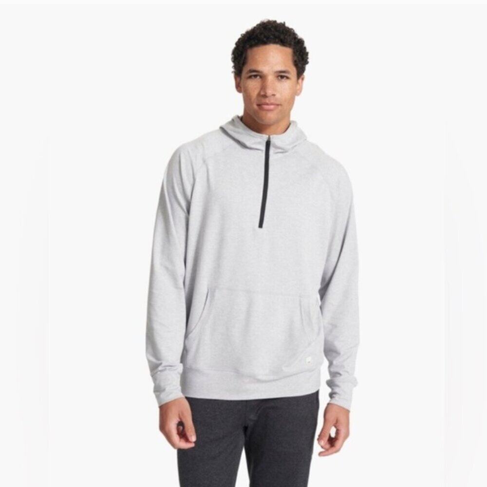 VUORI Men’s Ponto Performance Hooded Half Zip Grey Hoodie Size XL